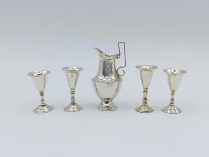 Zilveren miniatuurset, kan met 4 kelken, H. Duller, 1802