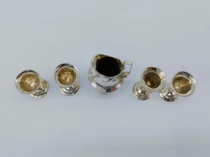 Zilveren miniatuurset, kan met 4 kelken, H. Duller, 1802