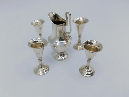 Zilveren miniatuurset, kan met 4 kelken, H. Duller, 1802