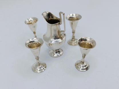 Zilveren miniatuurset, kan met 4 kelken, H. Duller, 1802