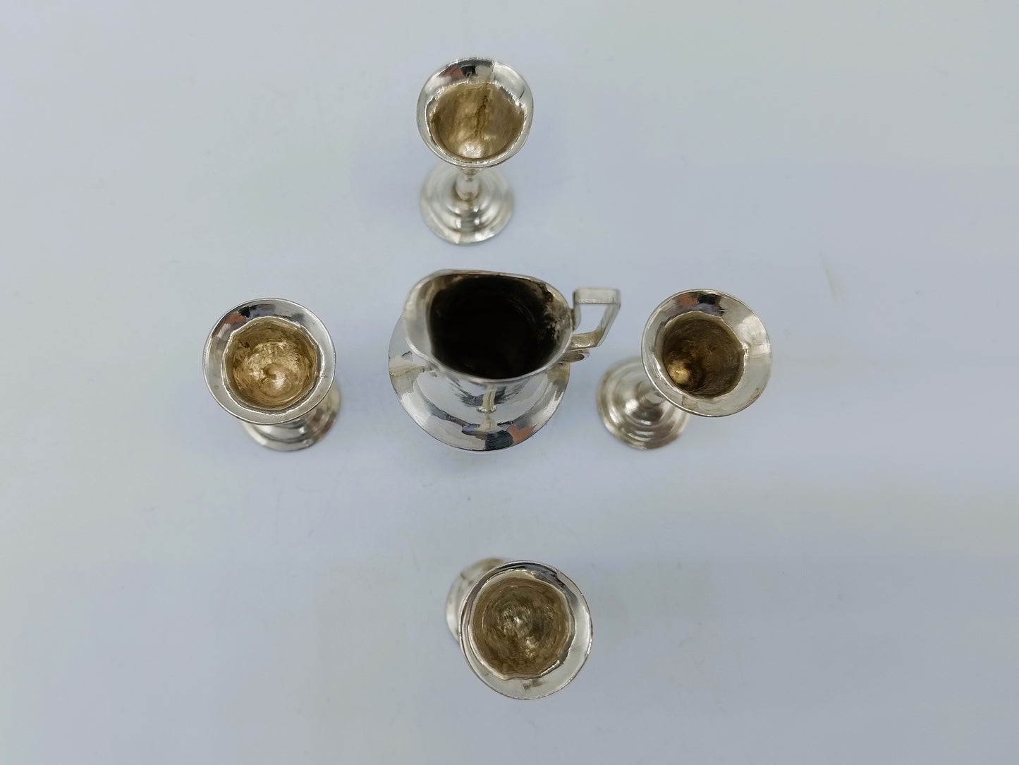 Zilveren miniatuurset, kan met 4 kelken, H. Duller, 1802