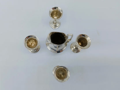 Zilveren miniatuurset, kan met 4 kelken, H. Duller, 1802
