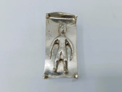 Silver miniature bed with figure, 18th century