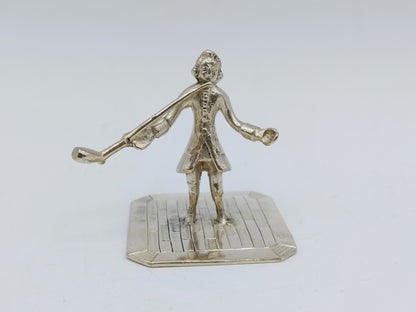 Silver miniature, man with pipe, J. Bonket, Amsterdam, 1772