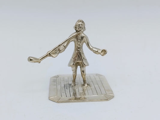 Zilveren miniatuur, man met pijp, J. Bonket, Amsterdam, 1772