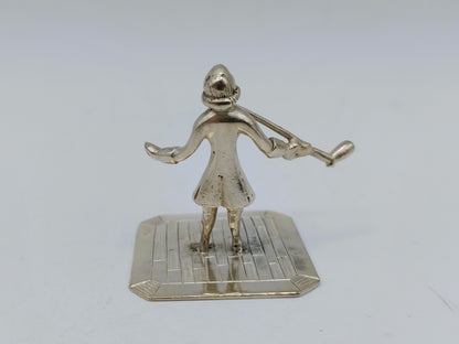 Silver miniature, man with pipe, J. Bonket, Amsterdam, 1772