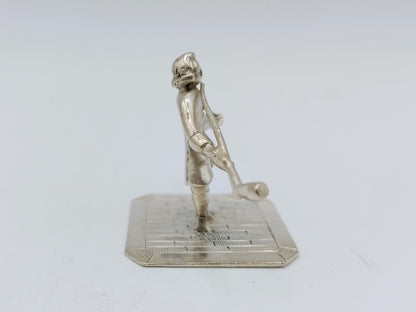 Silver miniature, man with pipe, J. Bonket, Amsterdam, 1772