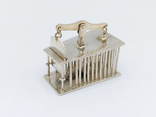 Silver miniature mousetrap including mouse, 18th century