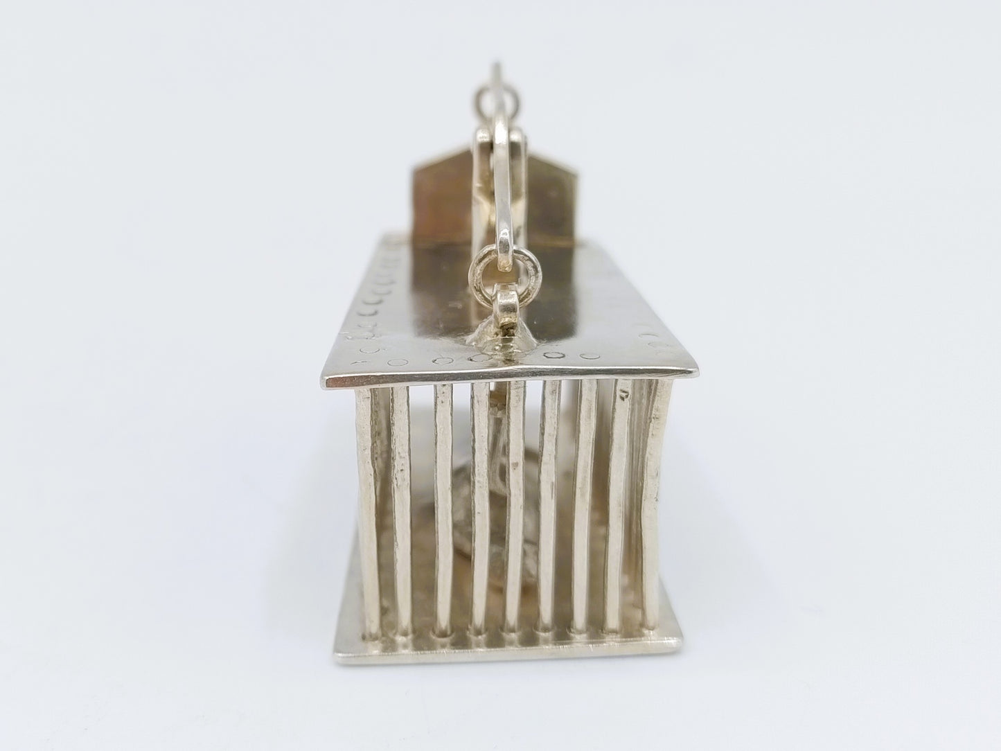 Silver miniature mousetrap including mouse, 18th century