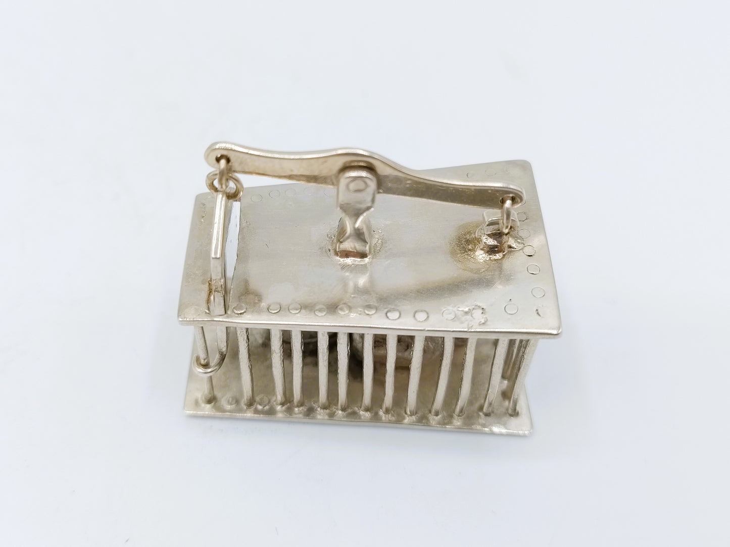 Silver miniature mousetrap including mouse, 18th century