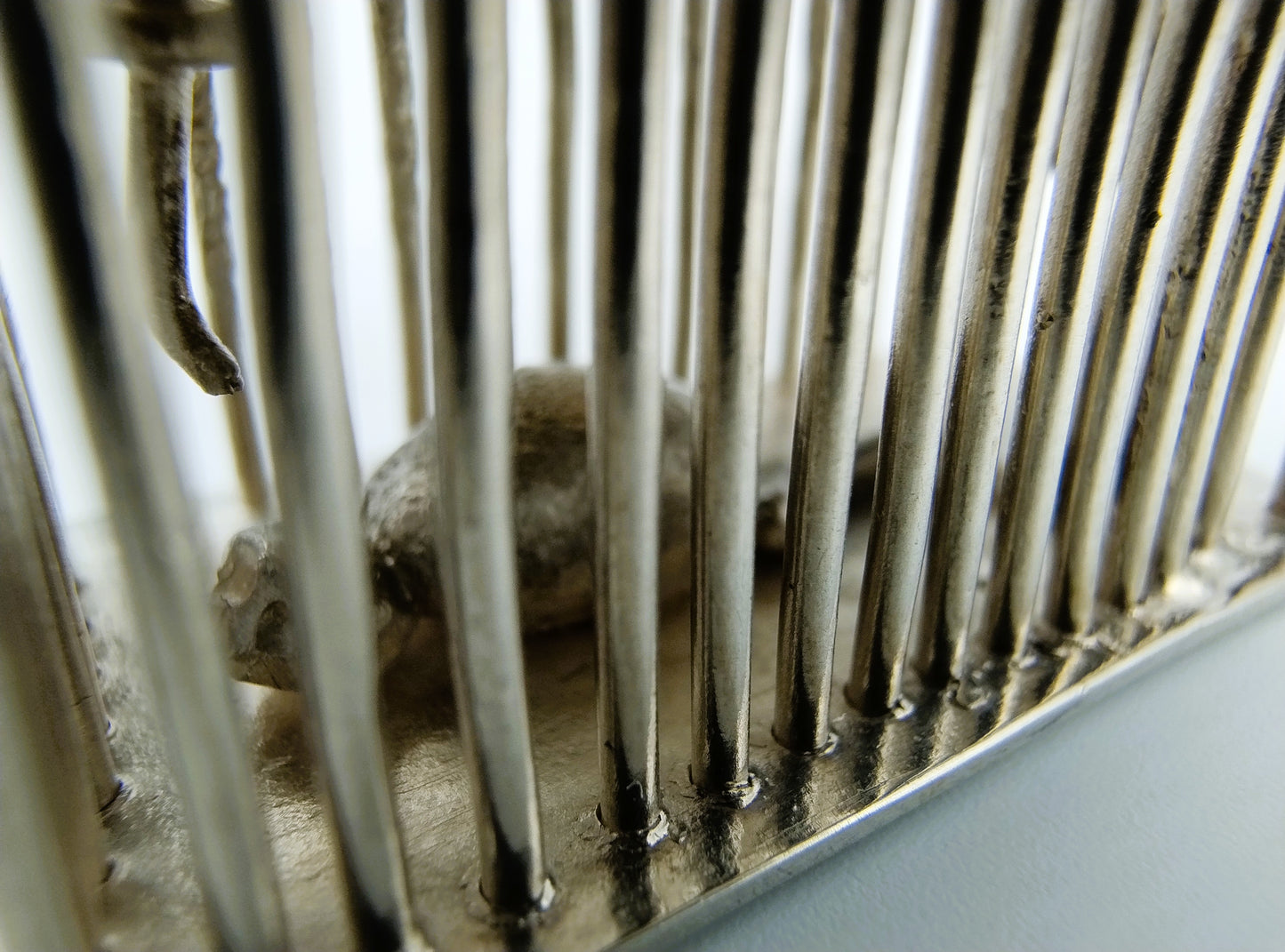 Silver miniature mousetrap including mouse, 18th century