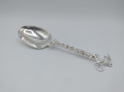 Zilveren geboortelepel, A.B. Looxma, Sneek, 1723