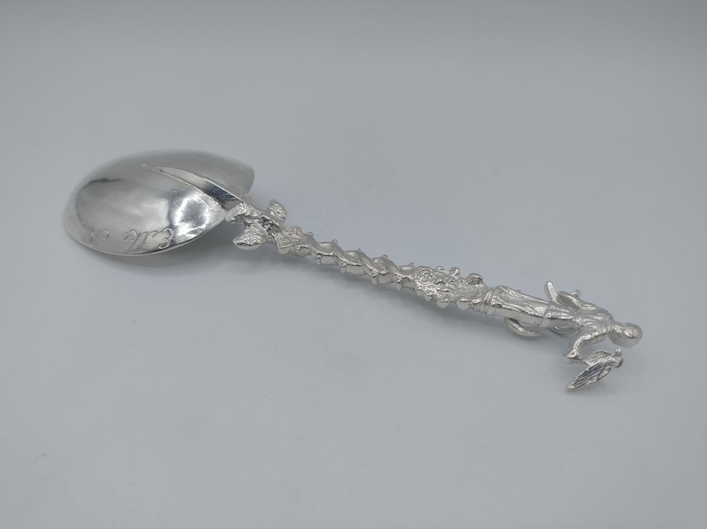 Zilveren geboortelepel, A.B. Looxma, Sneek, 1723