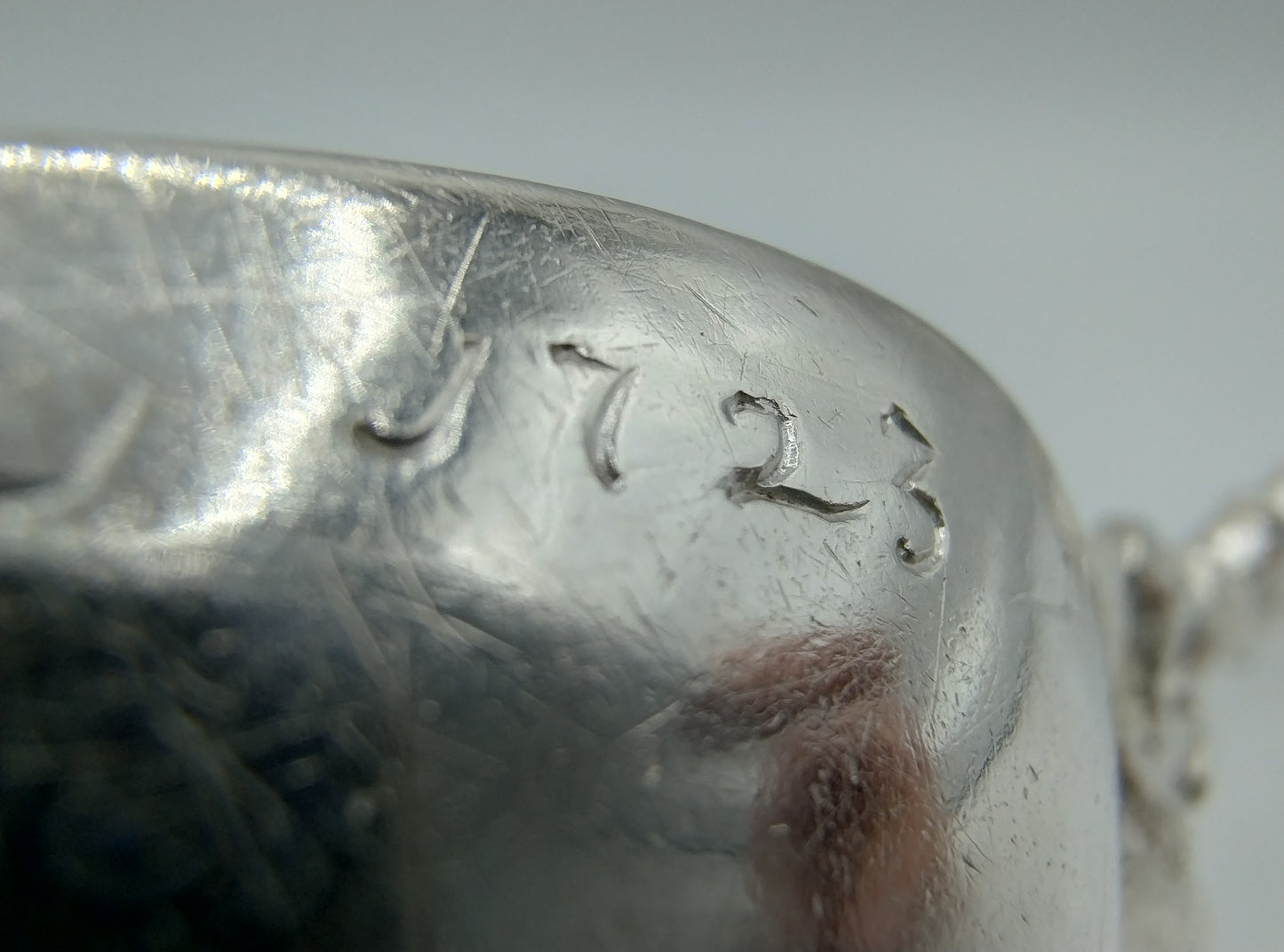 Zilveren geboortelepel, A.B. Looxma, Sneek, 1723