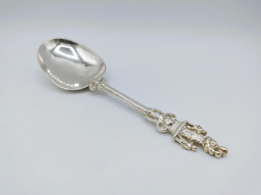 Silver birth spoon, Motherly Love, T. van Velsen, Bolsward, ca. 1725
