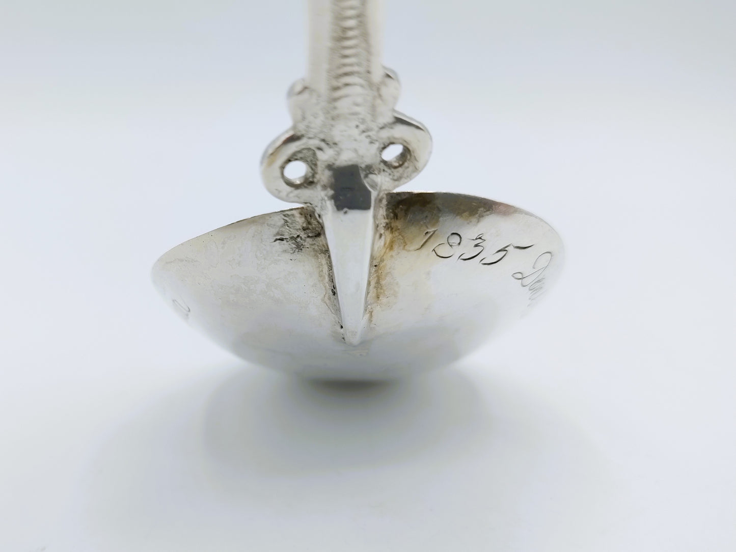 Zilveren geboortelepel, Moederliefde, G. van Velsen, Bolsward, ca. 1725