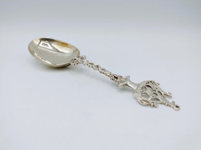 Silberner Geburtslöffel, Dreimaster, A.B. Looxma, Sneek, ca. 1730