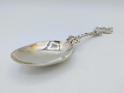Silberner Geburtslöffel, Dreimaster, A.B. Looxma, Sneek, ca. 1730