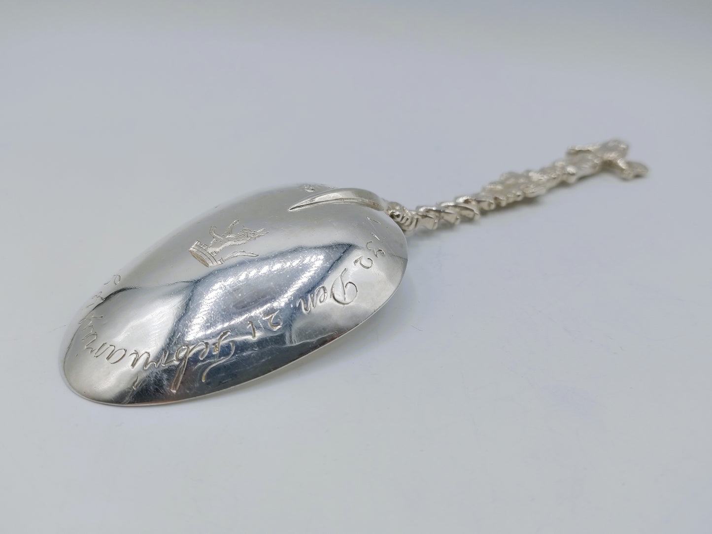 Zilveren geboortelepel, Vrede, G. van Velsen, Bolsward, 1732