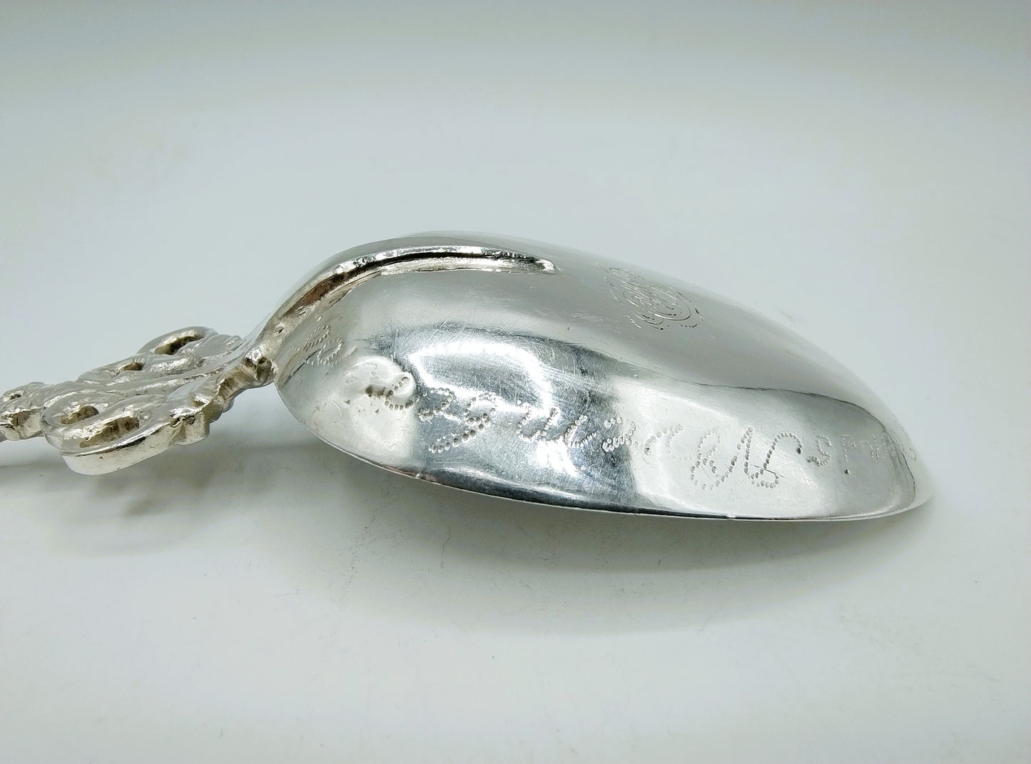 Silberner Geburtslöffel, Schutzengel, 1766