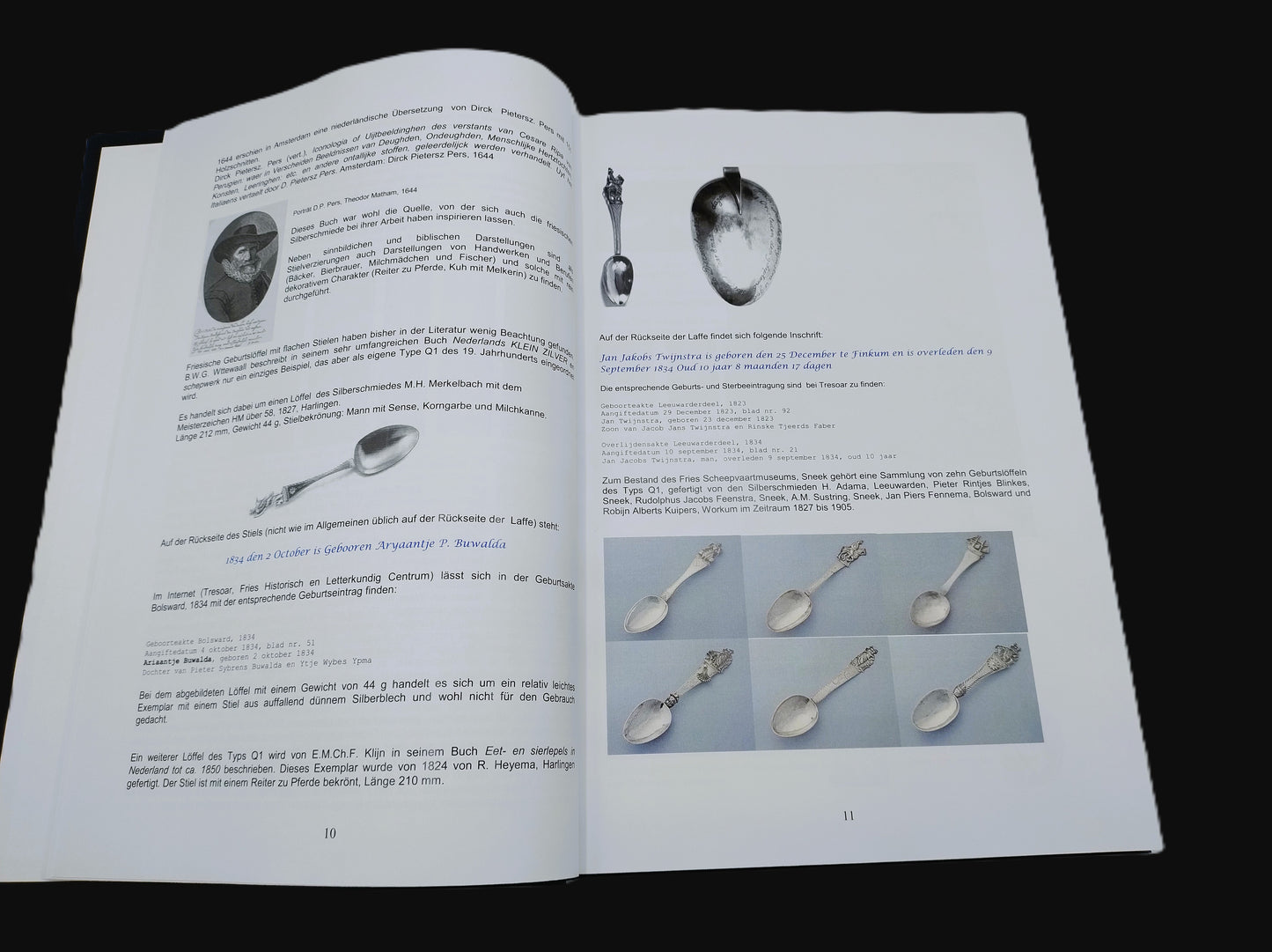 Unieke collectie met 39 Friese geboortelepels inclusief familiekronieken, 19e eeuws