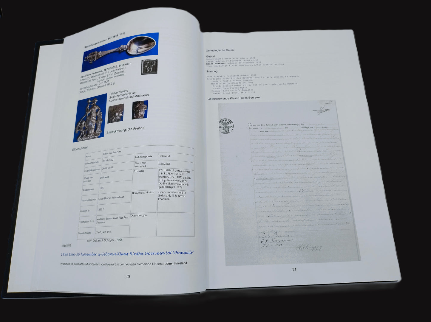 Unieke collectie met 39 Friese geboortelepels inclusief familiekronieken, 19e eeuws