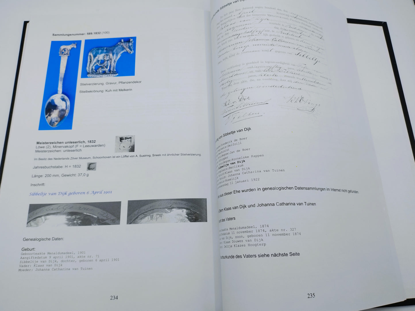 Unieke collectie met 39 Friese geboortelepels inclusief familiekronieken, 19e eeuws