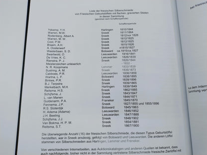 Unieke collectie met 39 Friese geboortelepels inclusief familiekronieken, 19e eeuws