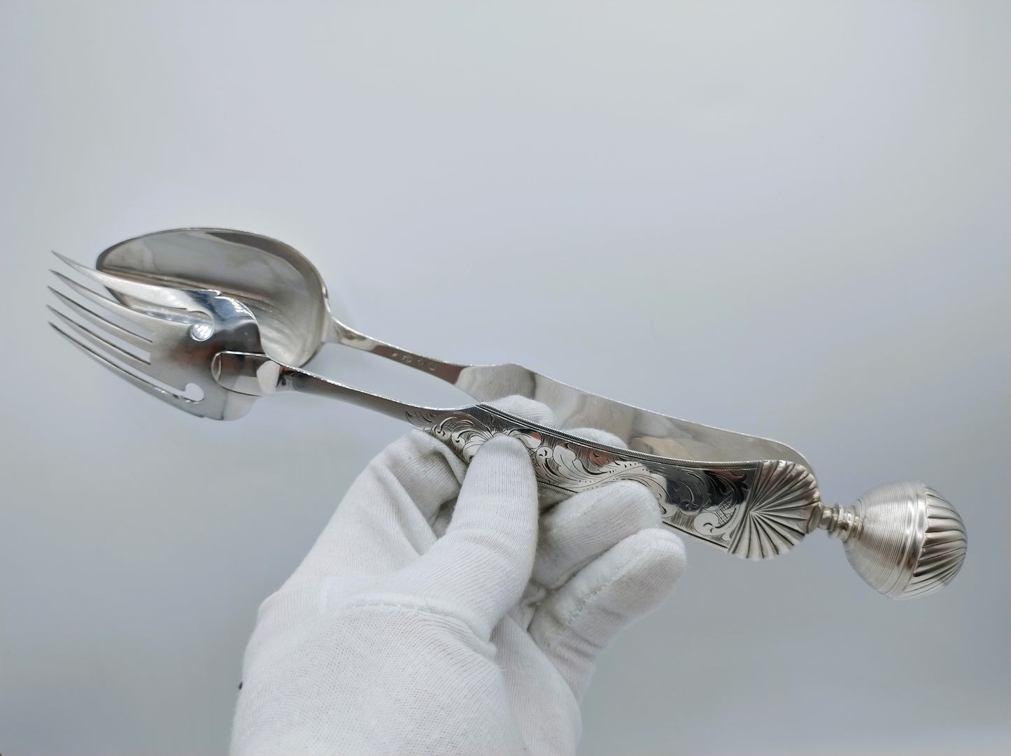 Silver salad servers, P.L. Uriot, Amsterdam, 1844