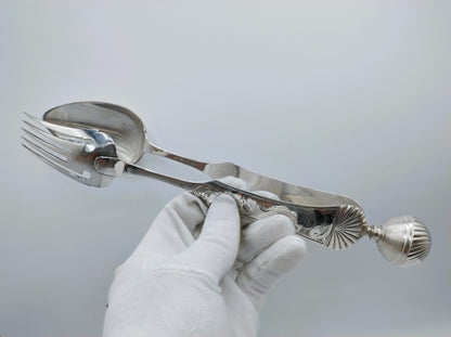 Silver salad servers, P.L. Uriot, Amsterdam, 1844