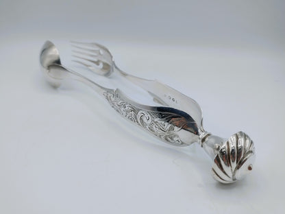 Silver salad tongs, H.A. Schuss, Amsterdam, 1846