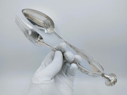 Silver salad tongs, H.A. Schuss, Amsterdam, 1846