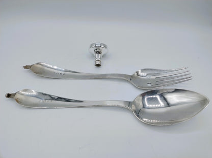 Silver salad servers, P.G. Petersen, Amsterdam, 1838