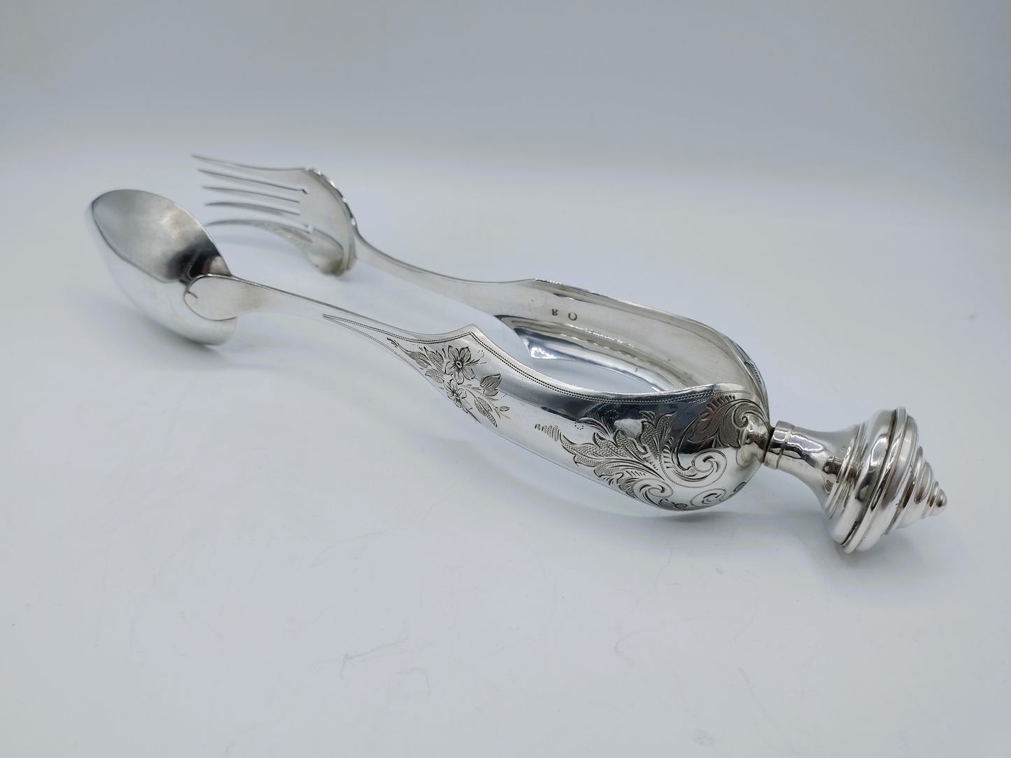 Silver salad servers, W. & C. Brick, Rotterdam, 1878
