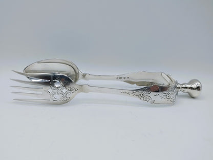 Silver salad servers, J.H. Helweg, Amsterdam, 1865