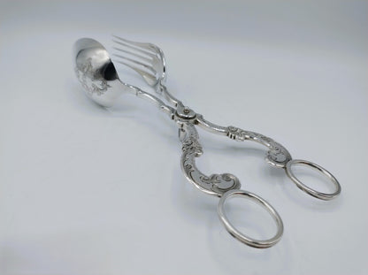 Silver salad tongs, Wed. Schouten & Zn, Amsterdam, 1869