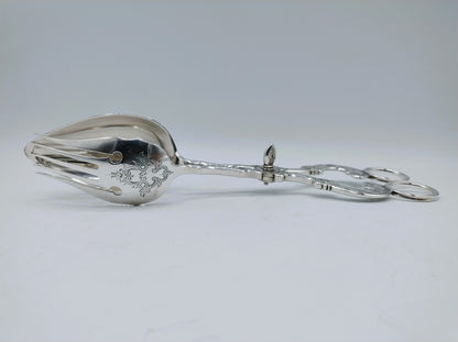Silver salad tongs, Wed. Schouten & Zn, Amsterdam, 1869