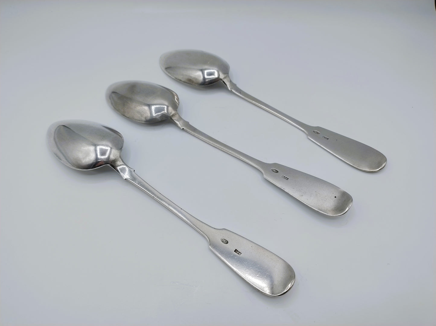 3 Silver spoons, M.A. Andreyeva, Moscow, ca. 1905