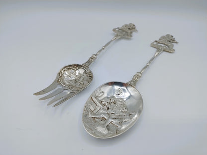 Silver salad servers, P. van Erp, Leeuwarden, 1910