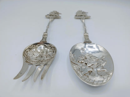 Silver salad servers, P. van Erp, Leeuwarden, 1910