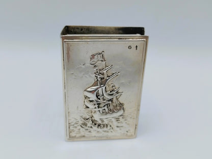 Silver matchbox holder, N.V. Zilverfabriek Voorschoten, c. 1940