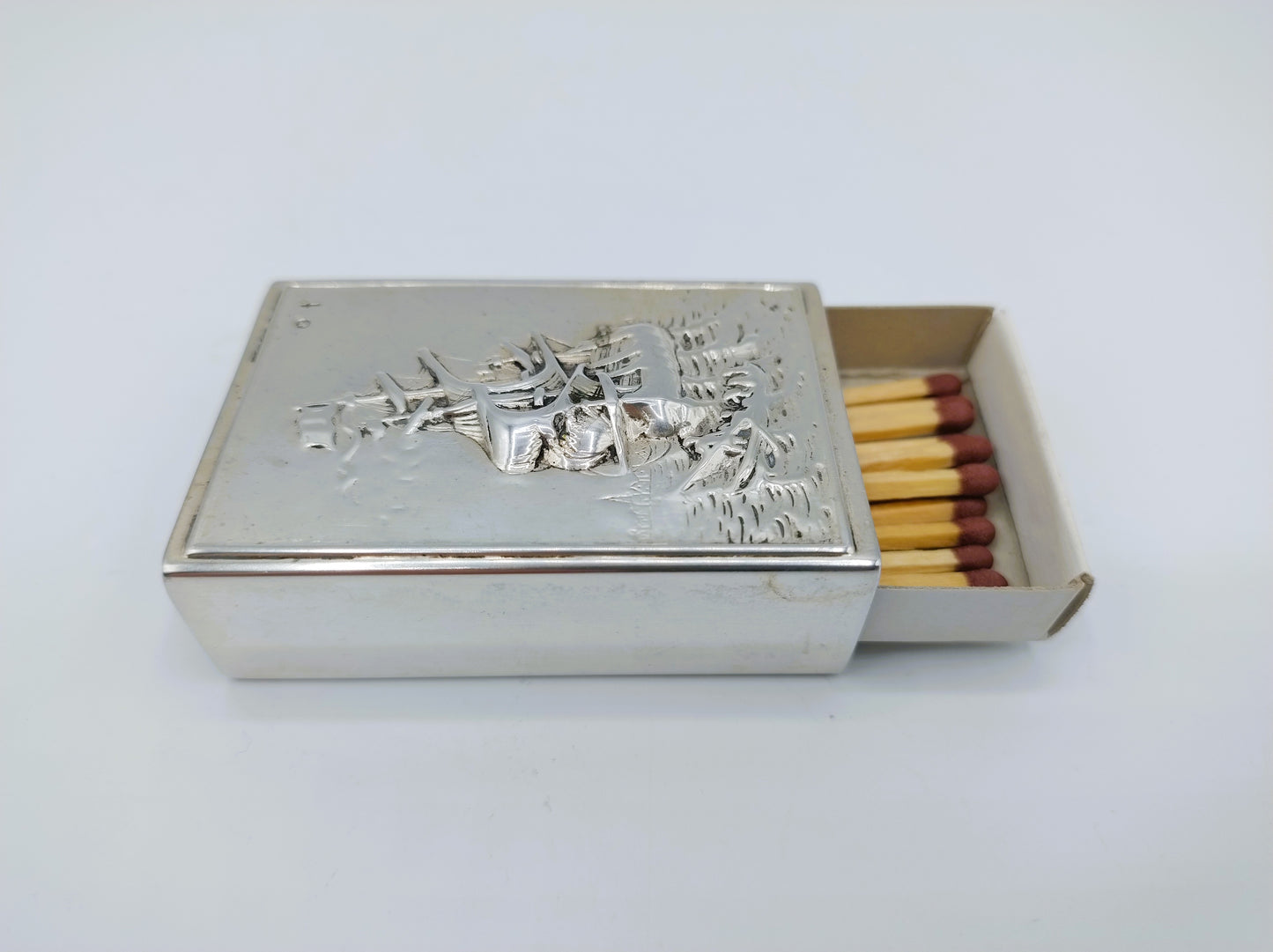 Silver matchbox holder, N.V. Zilverfabriek Voorschoten, c. 1940