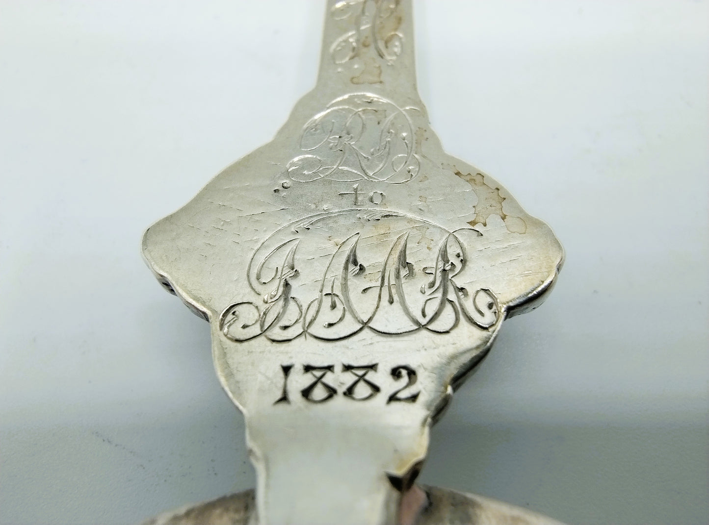 Zilveren apostellepel met pseudokeuren, Groningen, 1882