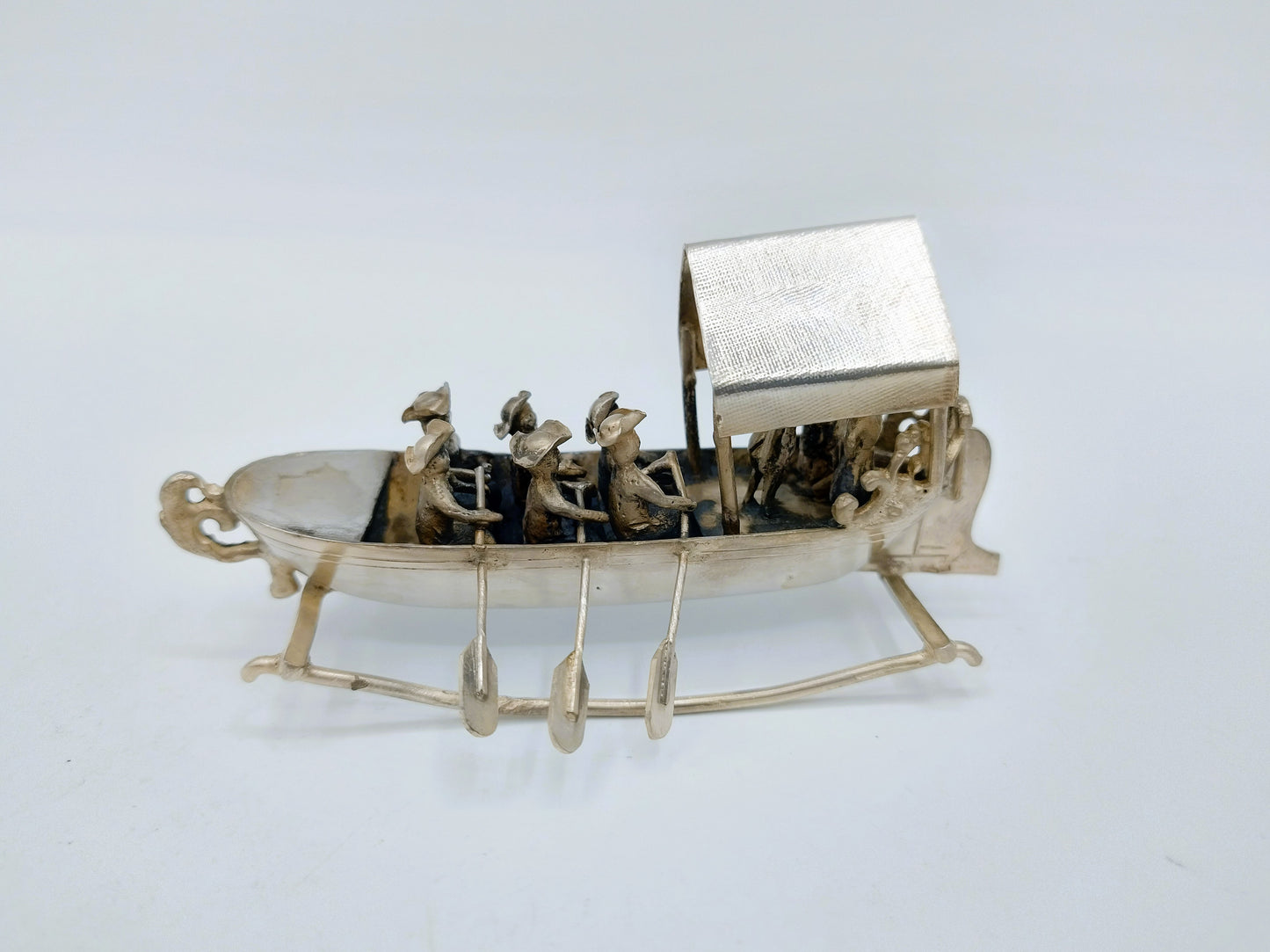 Zilveren miniatuur roeiboot, Gebr. van Straten, Hoorn, ca. 1890