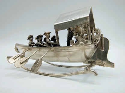 Zilveren miniatuur roeiboot, Gebr. van Straten, Hoorn, ca. 1890