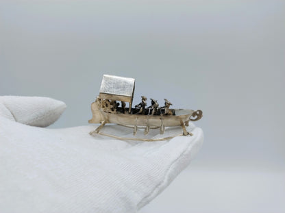 Zilveren miniatuur roeiboot, Gebr. van Straten, Hoorn, ca. 1890