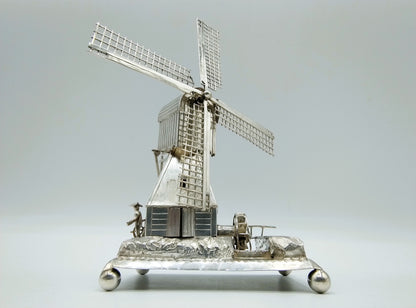Zilveren miniatuur molen, J. van Straten & Co,  Hoorn, 1910