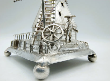 Zilveren miniatuur molen, J. van Straten & Co,  Hoorn, 1910