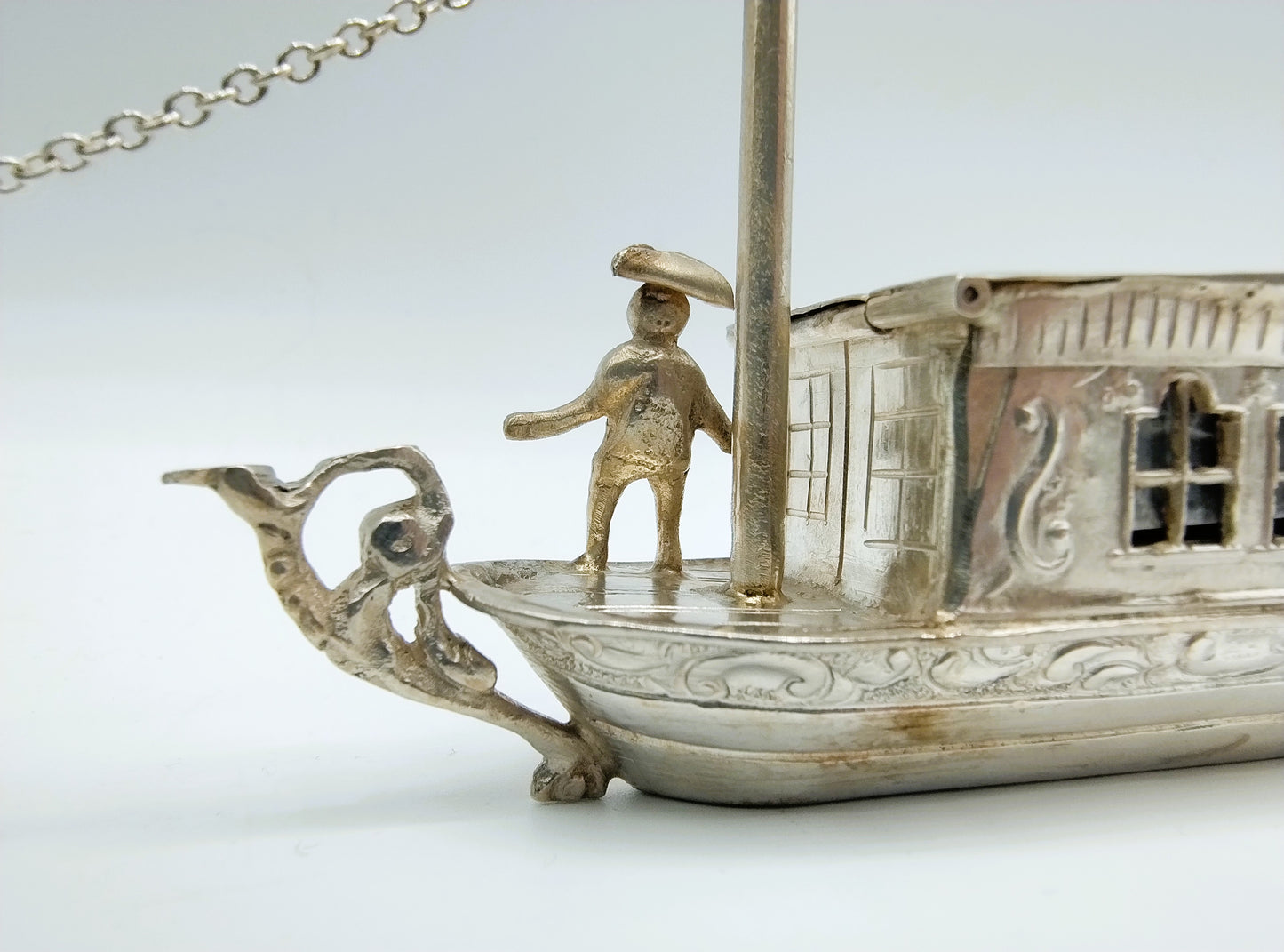 Zilveren miniatuur trekschuit met paard, Alkmaar, 1905