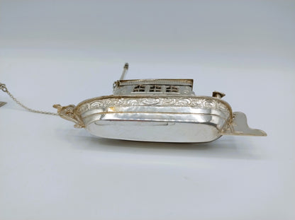 Zilveren miniatuur trekschuit met paard, Alkmaar, 1905